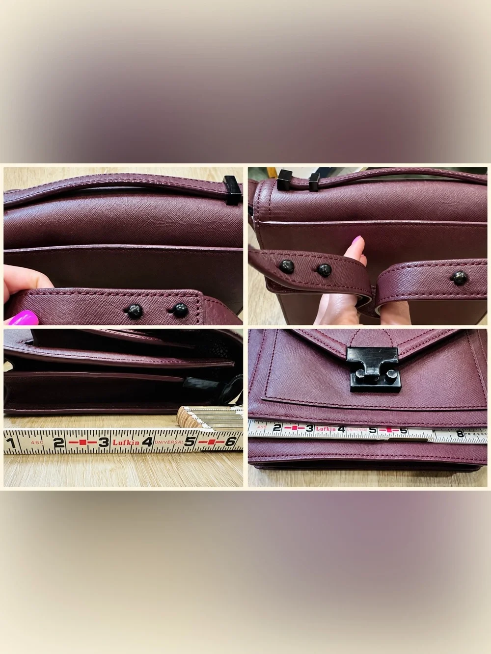 Loeffler Randall Mini Rider Burgundy Leather Crossbody Bag Style